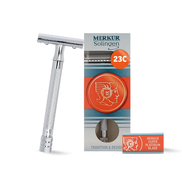 Merkur Long Handled Safety Razor, 1 Count, Silver